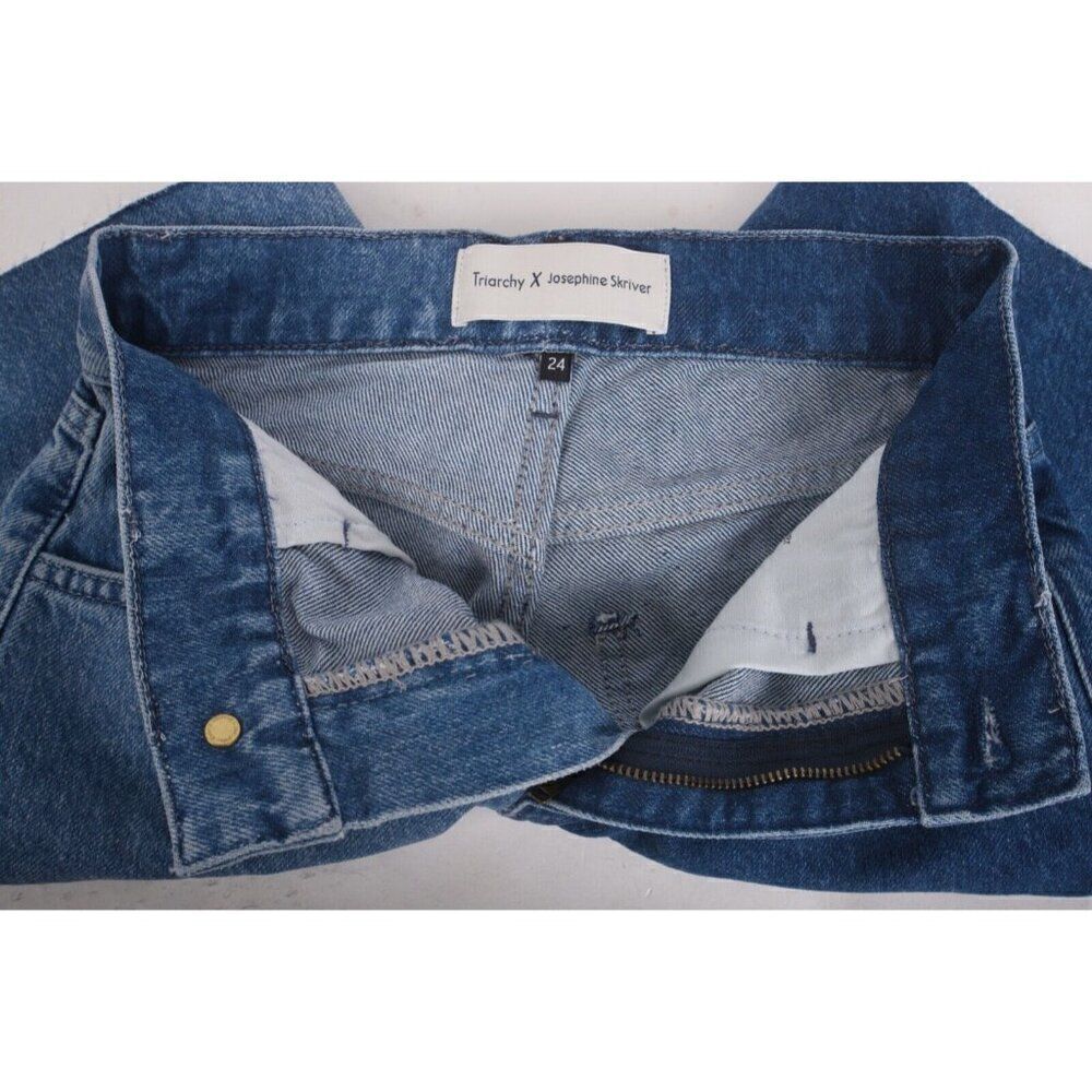 Triarchy Josephine Skriver Two Tone Denim Shorts Indigo XS EU 24 JSXT002 New - Picture 7 of 8